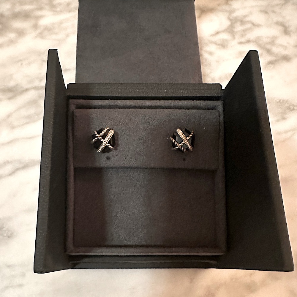 David Yurman Pave Diamond Wrap ONYX studs